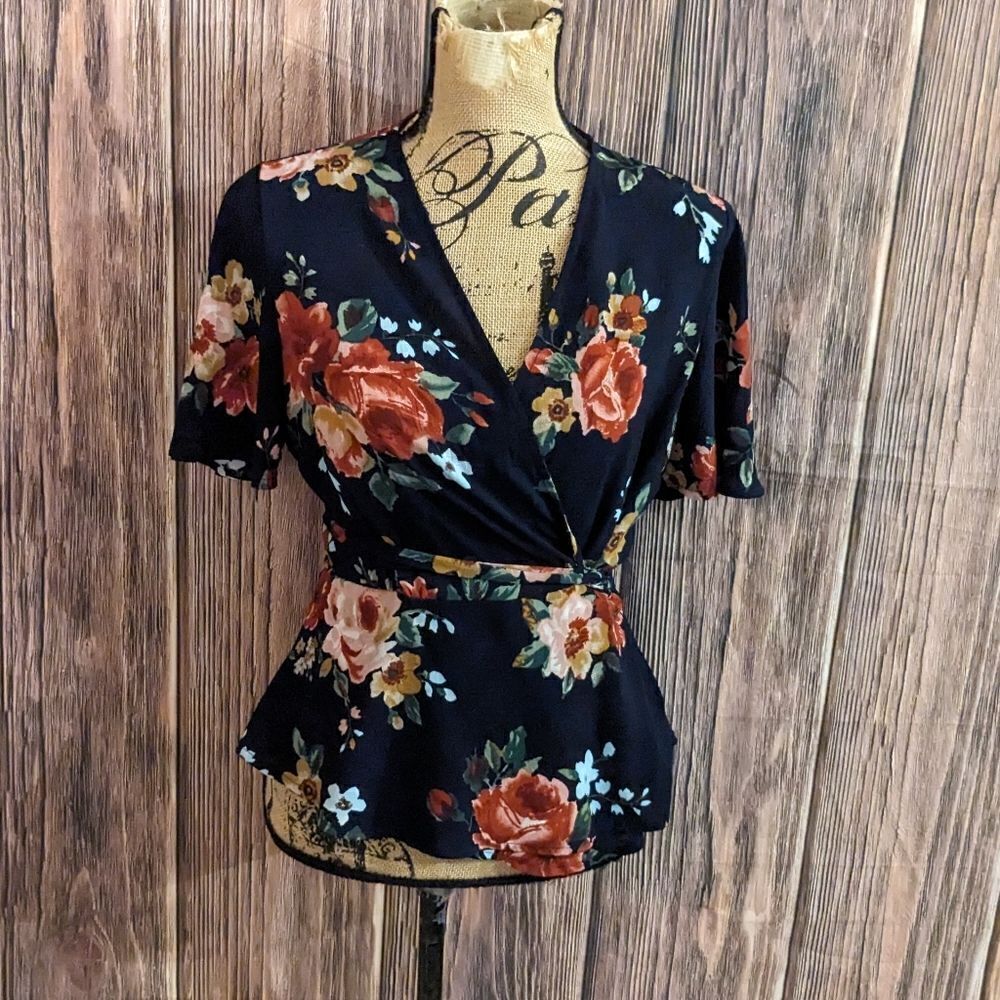 3 for $25 Monteau Wrap Floral Top